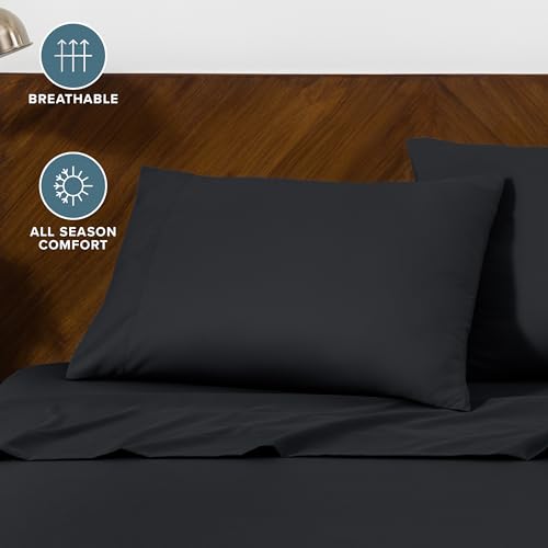 Image of Bare Home Microfiber Pillow Cases - King Size 20x40 - Cooling Pillowcases - Double Brushed - Easy Care - Envelope Closure (King Pillowcase Set of 2, Black)