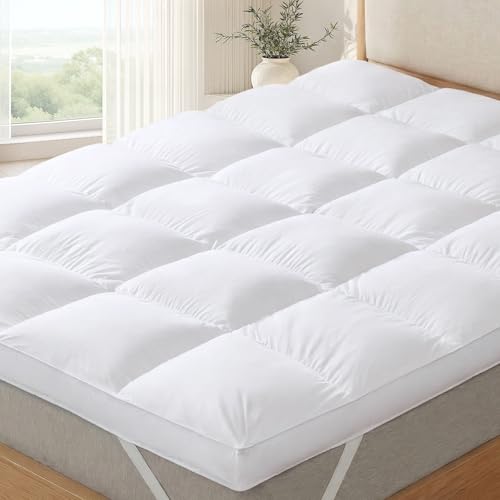 Lewinbedding Ultra Thick Mattress Topper, 3 Inches Featherbed with Corner Bands, Support Body Curves(Queen, 60”x80”)