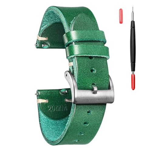 Bracelet montre cuir souple fait main vert INEOUT pour style quotidien