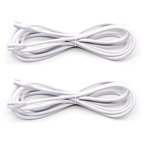 T5 T8 Extension Cords, 10 ft 3 Meter Connector Cord, 3-Prong Extended Power Cable for Integrated LED Tube Light, Single LED Shop Garage Light Fixture, Under Cabinet Lights Pack of 2 Cover