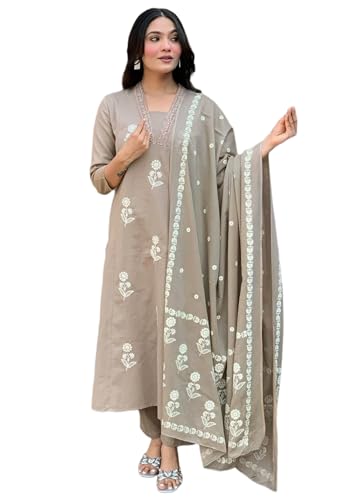 Costume indien en coton brodé 15852 tenue décontractée