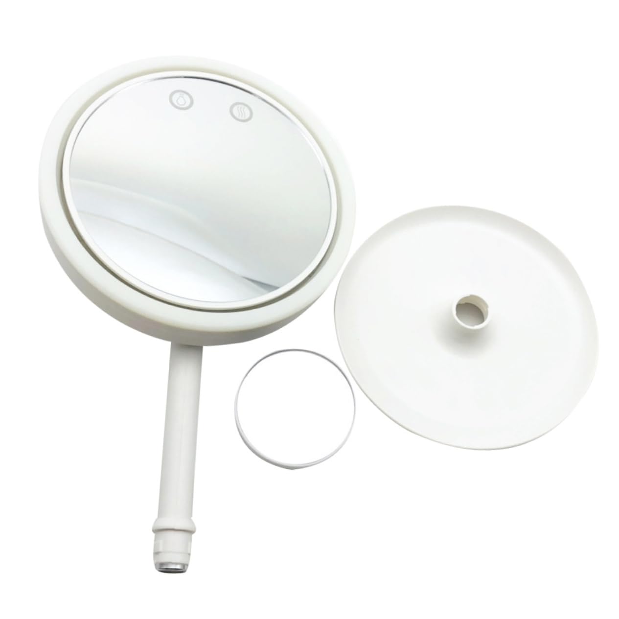 Specchio Trucco da Tavolo LED Rotante 180° con Base Stabile | Abs Bianco, Design con Ventilatore Integrato, Festa Estiva, Uso in Camera da Letto e Soggiorno