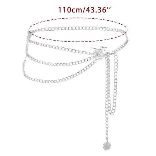 Cinturón de cadena de metal multicapa para transformar vestidos holgados 5
