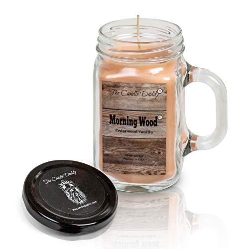 The Candle Daddy Morning Wood Cedarwood Vanilla Candle - Funny Candle Makes Great Gift For Him - Vanilla Scented Mason Jar Gag Candle - 10.5 Oz, 80 Hour Burn Time, Poured In Small Batches In Usa #TOP5
