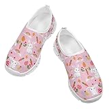 Fuojuvelie Bunny Girls Tennis Shoes Size 1.5 Easter Gifts for Kids Slip On Shoes Pink Athletic Shoes Sneakers for Primary Girls Rainbow Running Bowling Shoes Easter Shoes for Girls