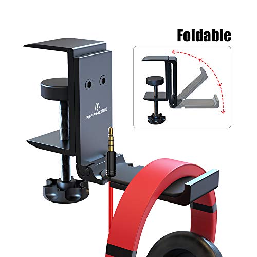 APPHOME Foldable Headphone Stand Holder - All Aluminum Headset Stand Hanger Desk Hook