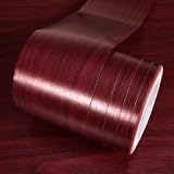 Yiwixi 5 m x 10 carta da parati con venature del legno di noce rosso, rimovibile in PVC, impermeabile, stacca e attacca, adesivo da parete per cornice dello specchio del bagno (M noce rosso, 5 x 10 cm