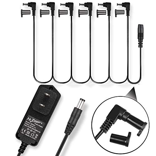 Mr.Power Guitar Effects Power Supply Adapter 9V DC 1A (1000mA) with Daisy Chain Cord Cable Free Insulated Cap (with 6 Way Cable)