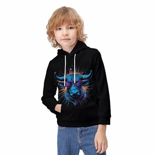 Sweat à capuche enfant imprimé vache 3D pour garçons et filles de 6 à 15 ans - 3