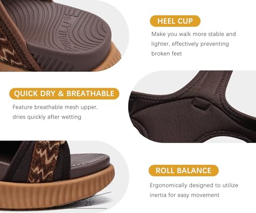 Image of KuaiLu Womens Orthopedic Walking Sandals with Comfortable Arch Support Plantar Fasciitis Relief Summer Outdoor Hiking Sport Recovery Adjustable Strap Athletic Chunky Cushion Shoes