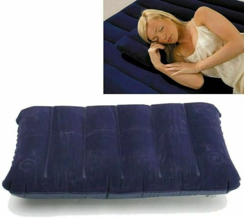 Large Inflatable Head Rest Cushion Rectangle Pillow For Back And Sitting Ease Health Home - Blow up Cushion for Travel and Camping - Soft and Comfortable (Navy Blue) (1, Navy, One Size)
