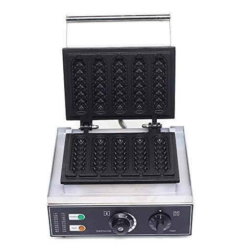 Commercial Waffle Maker 5Pcs French Hot Dog Machine Non-Stick Corn Dog Maker Muffin Maker Waffle Electric Oven with Timing Function Precise Temperature Control 110V