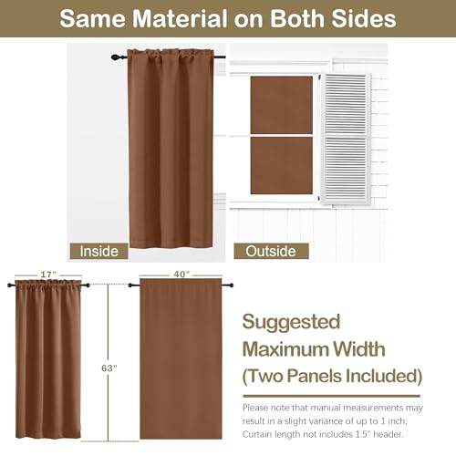 Image of Sun Baked Blackout Curtains for Bedroom 63 Inch Length 2 Panels, Protect Privacy Thermal Insulated Curtains for Bedroom, Dual Rod Pocket Window Treatments Blackout Drapes, 2x40Wx63L Inches