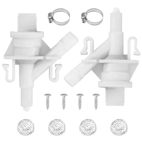 Puxyblue 2 Pack 𝙐𝙥𝙜𝙧𝙖𝙙𝙚 385311641 RV Toilet Water Valve Kit for Do-metic and Sealand 300 310 320 Series Pedal Flush Toilets Camper Trailer RV Toilet Marine Toilet Includes Hose Clamp Fasteners