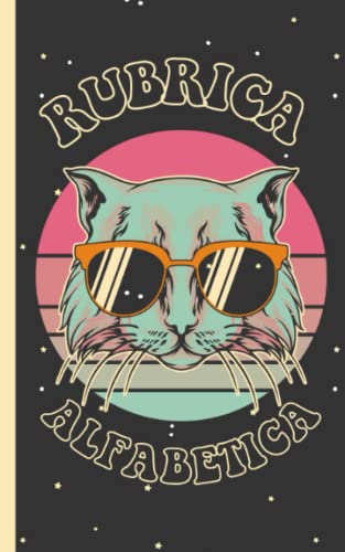 Rubrica Alfabetica Tascabile: Mini Agenda con Indice A-Z per Custodire Contatti, Numeri di Telefono, Indirizzi Email e Password – Fantasia Gatto Vintage