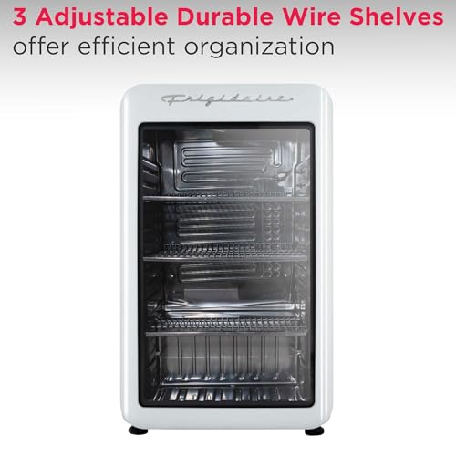 Frigidaire Retro Compact Refrigerator with Glass Door, 3.2 cu ft Countertop Fridge, Rounded Corners, Premium, for Office, Bedroom, Dorm Room, Cabin on Fridge.com