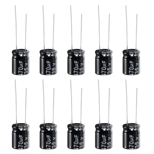 PATIKIL 35V 470uF Electrolytic Capacitors, 10Pcs 10x13mm Aluminum High Frequency Electrolytic Capacitors for TV, LCD Monitor, Refrigerator, Circuit Boards, Black