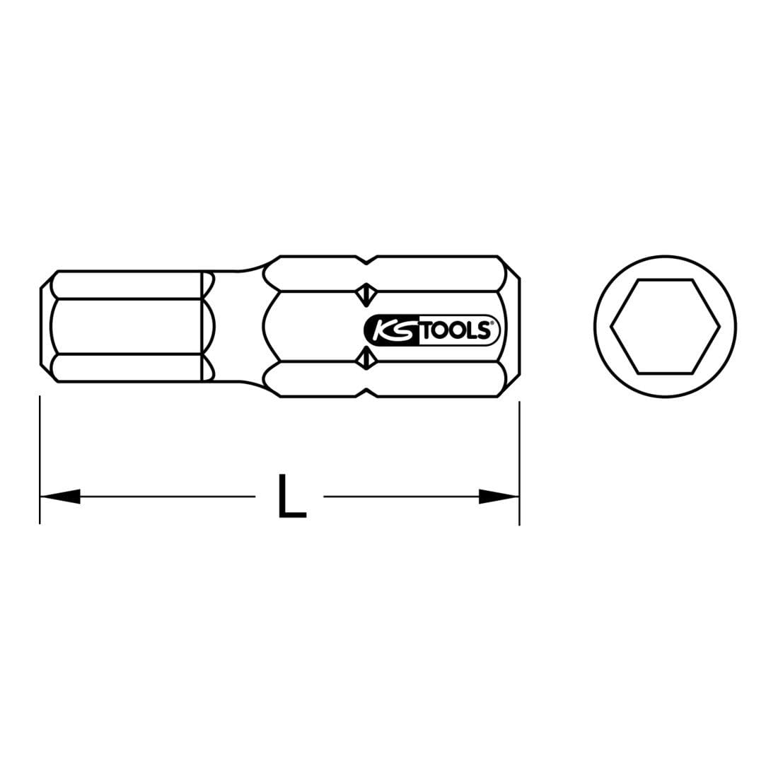 KS TOOLS 911.3571 1/4" Bit hex, 25mm, 9/64 - Image 2