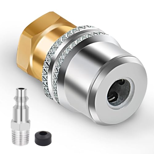 MACHSWON Lock On Air Chuck Brass Open Flow Straight Locking Air Chuck Quick Connect 1/4'' FNPT Tire Chuck for Pressure Gauge Tire Inflator Compressor Accessories