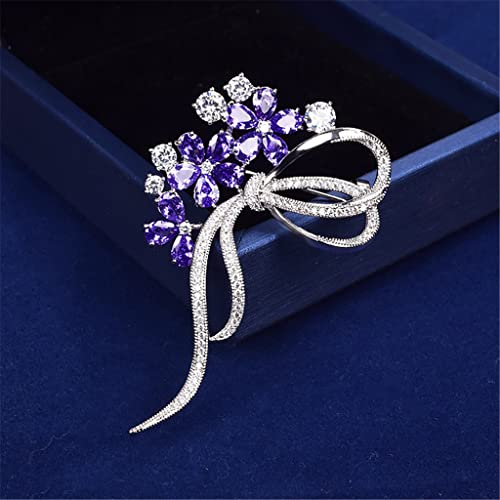 Broche à nœud en zirconium violet éclat durable et épingle anti-glisse