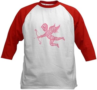 CafePress Stealing Hearts Like Cupid Kids Baseball Tee Kids Cotton Baseball Jersey, 3/4 Raglan Sleeve Shirt Red/White