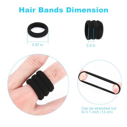 image for Qarwayoc Black Seamless Hair Ties – Cotton Hair Bands – Tiny Elast