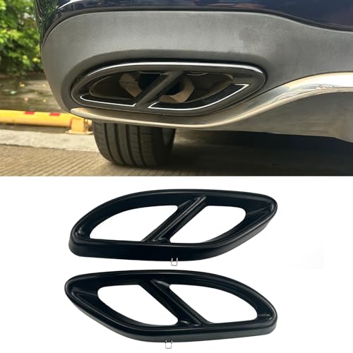 2019 Mercedes-Benz C-Class Replace Mufflers 2 CHUANGHUI Black Aluminum alloy Car Exterior Exhaust Pipe Mufflers Cover Rear Bumper Cylinder Exhaust Pipe Cover Decorate for Mercedes-Benz A B C E CLA GLC GLE GLS Class W205 W213 X253