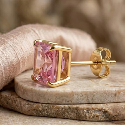 Image of ACCESSHER Gold-Tone Square Contemporary Stud Earrings | Fashion Jewellery, Valentine Gift for Girlfriend | Trendy Earrings for Women and Girls