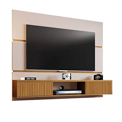 Painel Ambar Sala paraTv até 65 Polegadas Offwhite com Cinamomo Ripado