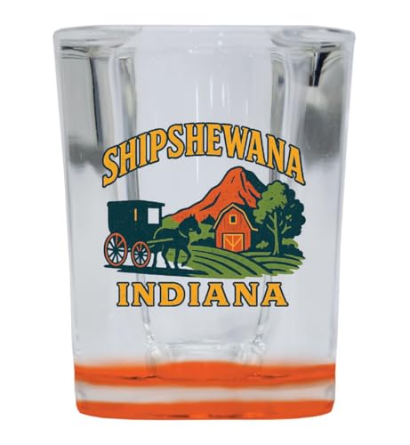 Vaso shot vidrio 2 oz diseño vintage base naranja
