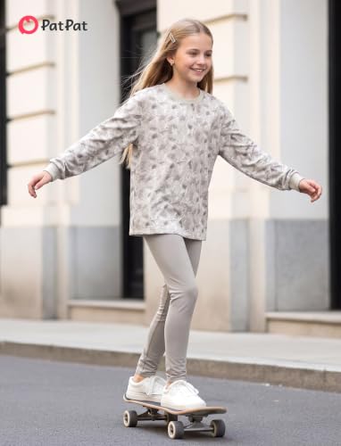 Image of PATPAT Little Girls Clothes Crew Neck Leopard Color Block Sweatshirt and Leggings Girls Outfits Size 4-12Y