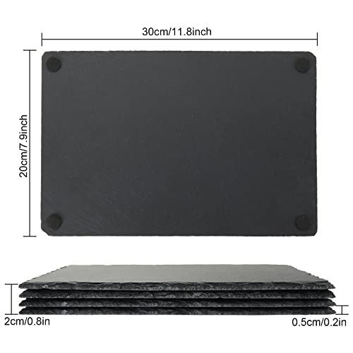 4 Pcs 12X8 Inch Slate Cheese Board, Natural Stone Slate Charcuterie Boards, Black Charcuterie Board Serving Slate Tray, Gourmet Serving Platter Tray For Meat Cheese Sushi Bread Pastry Appetizers #TOP1
