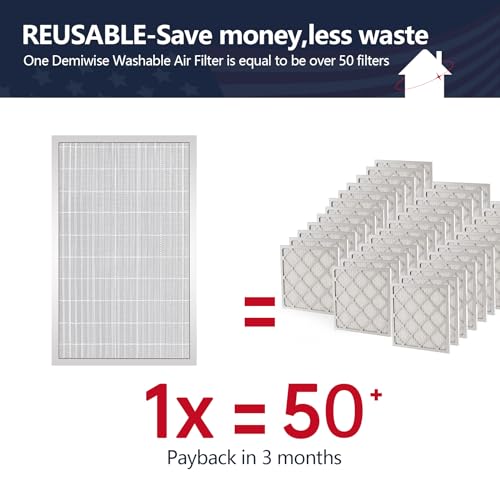 Image of 16x25x4 Resuable & Washable Electrostatic Air Filter Allergen Defense, MERV 8 Aluminum AC /HVAC Furnace Filter Replacement, Lasts a Lifetime（Actual Size:15.35 inchx24.72 inchx3.58 inch)