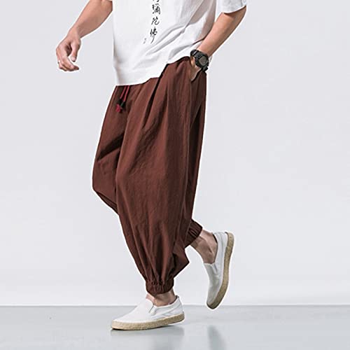 Mens Hip Hop Harem Pants Fashion Oversized Tapered Baggy Pants Casual Comfy Elastic Drawstring Trouser4