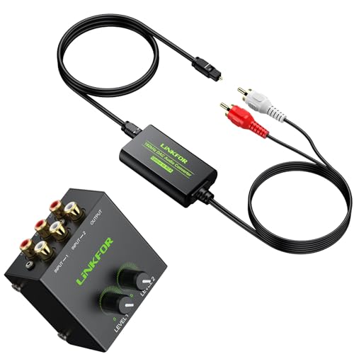 Convertisseur Optique vers RCA 192kHz LiNKFOR et Mixer Stéréo pour brancher TV sur Ampli Ancien