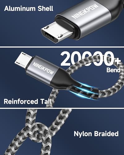 Micro-USB-Kabel Ningkpow, 2 Stück 2 Meter Nylon Ladekabel