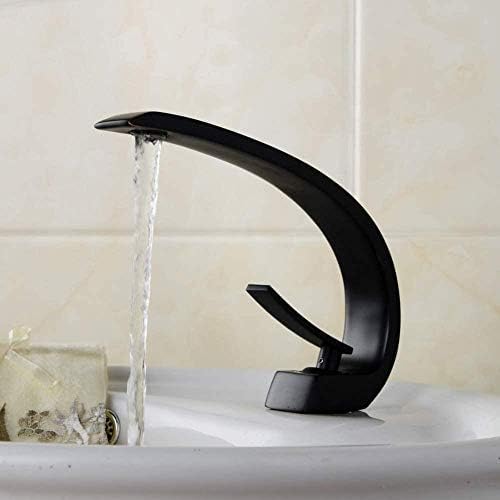Robinetterie laiton antique noir et mitigeur de lavabo de salle de bains rétro à cascade