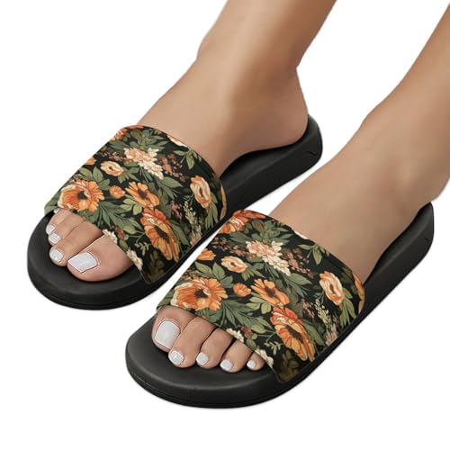 Pantoufles à fleurs amusants chaussons doux antidérapants hommes femmes 41