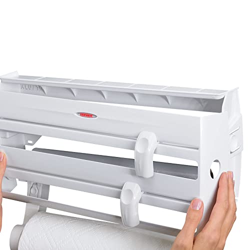 Leifheit 25771 Suporte de papel de parede 4 em 1 | Dispensador de plástico e alumínio com suporte pa