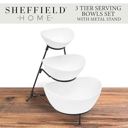 3-Tier-Large-Serving-Bowls-Set-Microwave-Dishwasher-Safe-Stoneware-Fruit-Bowl-with-Collapsible-Black-Metal-Stand-Bowls-for-Kitchen-Dinner-Parties-Desserts-Chip-and-Dip-Side-Dishes-White 3 Tier Large Serving Bowls Set Microwave Dishwasher Safe Stoneware Fruit Bowl with Collapsible Black Metal Stand Bowls for Kitchen Dinner Parties Desserts Chip and Dip Side Dishes White