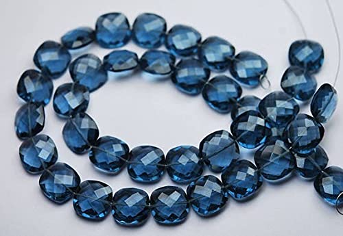 Quartz bleu de Londres briolette 12mm pierre fine facettée coussin fil 8"