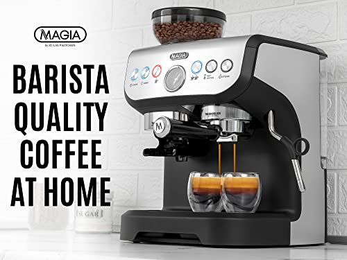 Zulay Kitchen Magia Manual Espresso Machine With Grinder And Milk Frother - 15 Bar Pressure Pump Cappuccino Machine - Latte Machine - & Extra Large 2L Removable Water Tank #TOP2