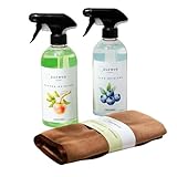 PUREVO | Küchenreiniger Set 3-teilig:,1x Küchen Reiniger & 1x Glasreiniger und Mikrofasertuch- Gegen starke Verschmutzungen für Küche, Küchenfronten, Glasflächen & Armaturen - Made in Germany