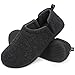 Produktbild Snug Leaves Herren Fuzzy Wolle Filz Memory Foam Hausschuhe Anti-Rutsch warm Faux Sherpa Hausschuhe mit Dual Side elastische Gores Grau,40-41 EU