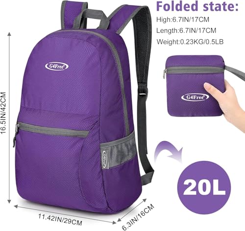 Image of G4Free 20L Small Packable Travel Hiking Backpack for Men Women