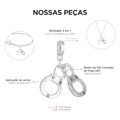 Berloque Algema Direito Banhado a Prata 925