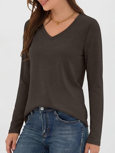 Image of ANRABESS Women's Long Sleeve Shirts V Neck Fall Tops