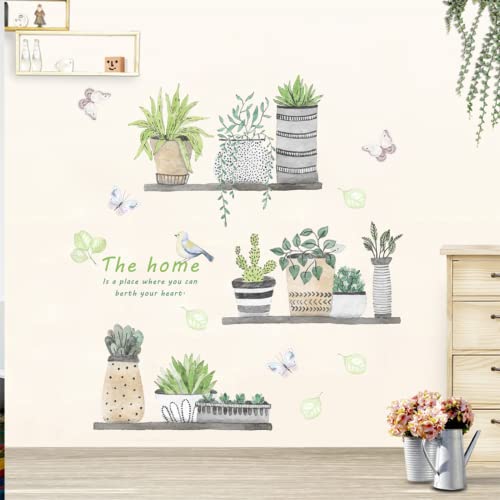 Arawat 2 Set Plant Wall Decals Kitchen Wall Stickers Wall Decor Murals For Bathroom Bedroom Living Room Wall Art Decal Boho Hanging Shelves Tree Wall Decal Room Decor 3D Wall Art Decoration Peel And Stick #TOP5