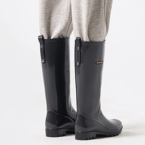 Image of planone Tall Rain Boots Women Fashion Waterproof Boots for Women Light Outdoor Garden Shoes Muck Boots for Ladies Non Slip Work Shoes Rubber Boots with Premium Comfort Insole