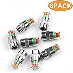 Car tire Pressure Monitor Valve stem Cap Sensor Indicator 3-Color Eye Alert, Suitable for Cars, Motorcycles, Bicycles (8Pcs)